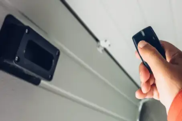  Image of a garage door opener and remote.